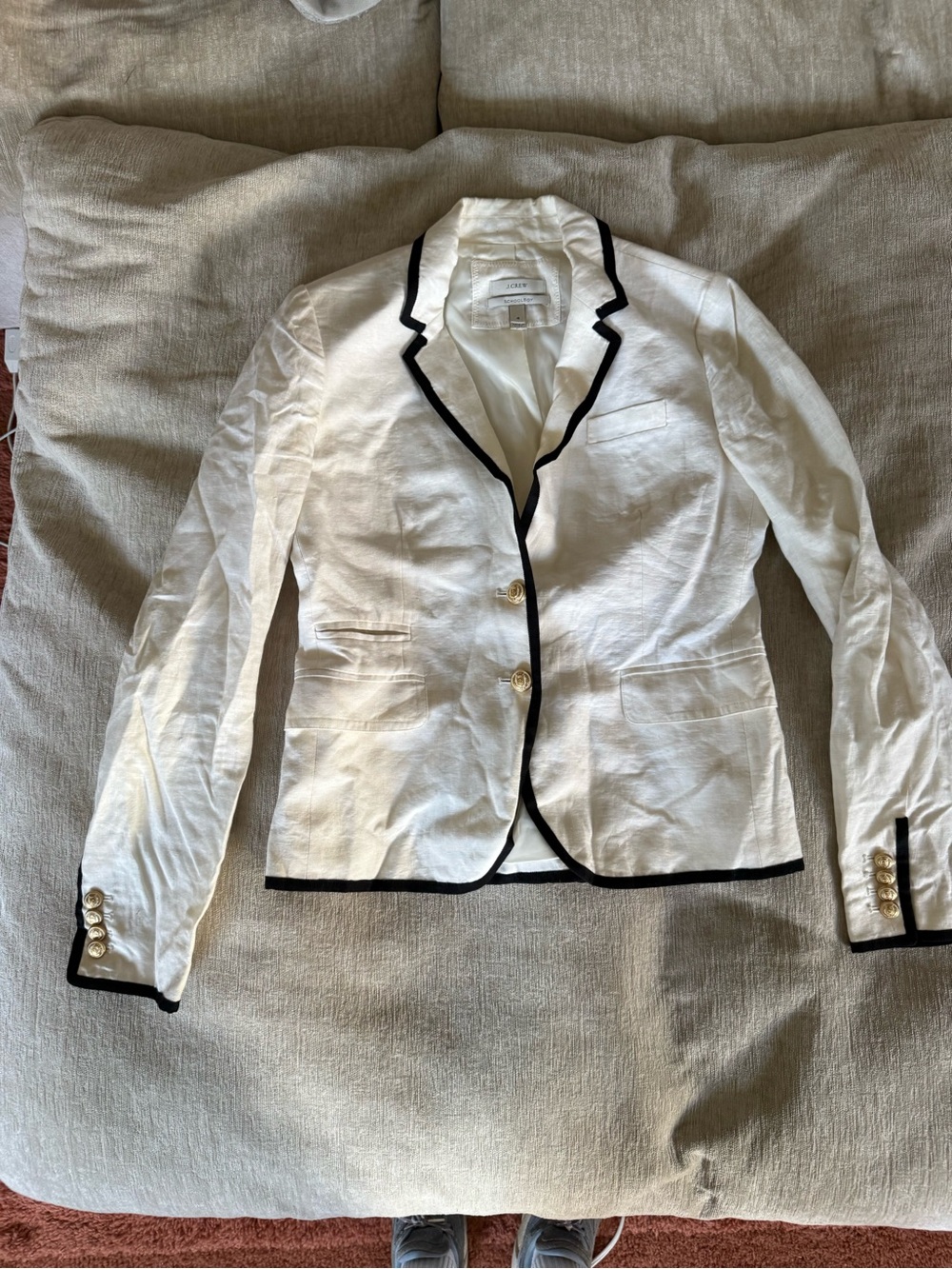 Vintage J. Crew White Linen Schoolboy Blazer